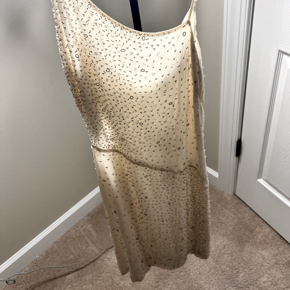 BCBG Max Azria Assymetrical White Beaded Cut Out Dress New with Tags!! Gorgeous! - Picture 3 of 5